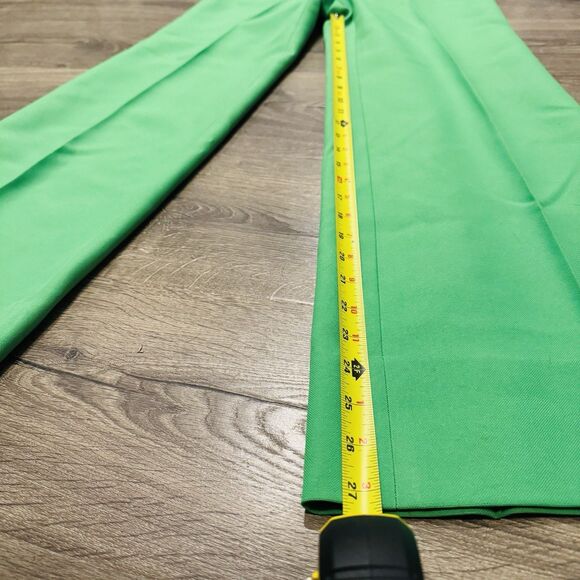 Vintage 60s 70s Pants Kelly Green High Waist Flares Side Leg 27 Retro Disco Mod - Picture 5 of 8